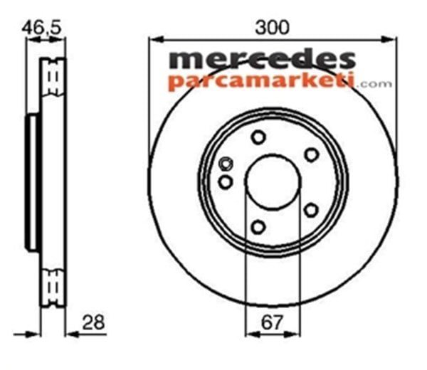 Parça: C 200 Komp 2000-2002 W203 Mercedes Clk Serisi W203 - W209 - W171 Yeni Tip Ön Fren Diski