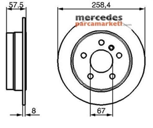 Parça: B 160 W245 Mercedes A Serisi W169 B Serisi W245 Arka Fren Diski Takım