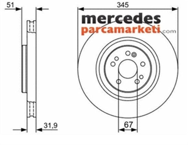 Parça: Ml 500 W163 Mercedes Ml Serisi W163 Ml Serisi 1998-2005 Ön Fren Diski Takım